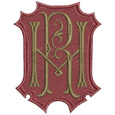 Brodyr - broderat monogram p bakgrundsplatta